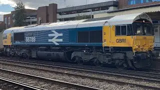 GBRf Celebrity class 66 No.66789 &ldquo;British Rail 1948-1997&rdquo; arriving and departing Eastleigh 16/10/20.