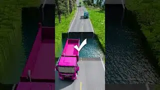 Dump trucks crossing water pit #11 | #carsvsstairs #beamng #carsvsrpothole #beamngpotholes