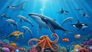 Collection of Ocean Wildlife : Orca, Octopus, Clownfish, Shark, Jellyfish | Ocean Wildlife Moments