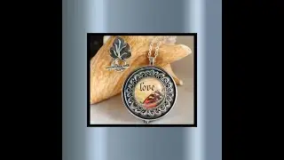 Music box locket Love and Butterfly Cabochon