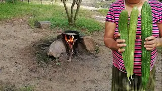 Grandma Cooks Tasty Luffa Curry | Countryside Organic Vegetable Foods | A menu by Village Grandma
