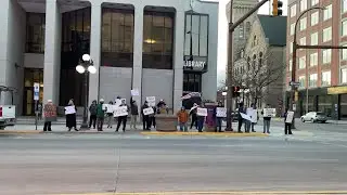 VIDEO: Protesters gathered outside Ashley Hinson event at Orpheum Theatre