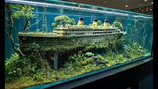 想象中的長了水藻的巨輪來做魚缸造景#意境 #魚缸造景 #魚缸里的大自然 #草缸造景