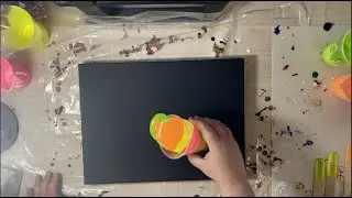 Acrylic Pouring- NEON! Neon Acrylic Paint, Poured on Black Canvas