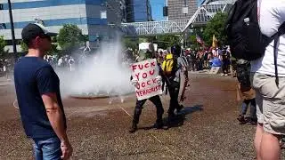 Antifa Megaphone Idiot Tries To Disrupt Patriot Prayer Is Quickly Escorted Out By Jock Terrorists