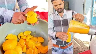 Extreme Level Mango Shake Of Rajkot😱😱 अलग ही स्टाइल में आम रस बनता है यहाँ😳😳 | Gujarat Food