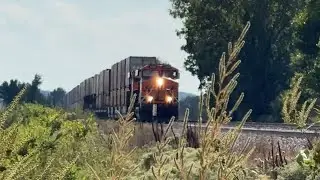 70 mph BNSF Stack train heading east (Slows down)! BNSF Transcon: Marceline sub..9/17/24