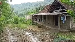 Suasana desa suku Jawa yang hidup di desa pedalaman Blitar sepi dan sunyi 