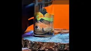 Bottle Palm Sand Painting, Bottle Painting, BottlePalm SandPalmLandscape