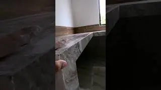 meson de Cocina con Porcelanato cortado a 45 grados en bordes