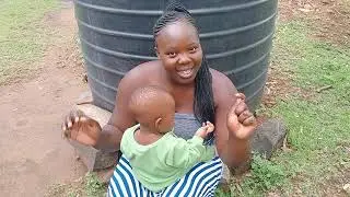 GYM -NASTIC BABY 🍼 feeding calmly for once!African Village Mom FEEDING baby//