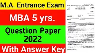 MBA Entrance Exam Question Paper 2022 || MBA 5yr Entrance Exam 2022 || Mdu MBA Entrance Exam 2023
