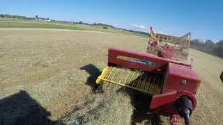 Baling heavy double windrow of hay 6/11/18