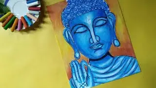 Gautama Buddha drawing, Buddha drawing step by step,how to draw lord Buddha with oil pastel colour!