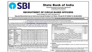SBI Circle Based Officers 2020 Notification Out || More than 3500 Vacancies