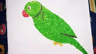 || Parrot Collage Art with Marble Paper..||🎨😍🦜...|| #collageart