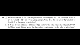 Estimate in the solar neighborhood, assuming that the Oort constants and are +14.8 and respectively.