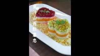 Yam with sweet potato, fruit, and sweet osmanthus sauce. Delicious and beautiful. Recipe