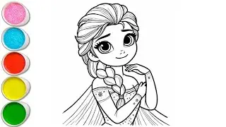 Beautiful Elsa Drawing for kids, Painting & Coloring for kids | Let's Draw Together