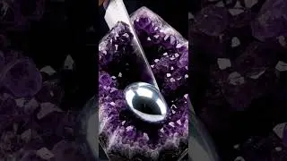 Cutting a Crystal Geode Filled with LIQUID METAL 😱✨ #satisfying #asmr #oddlysatisfying