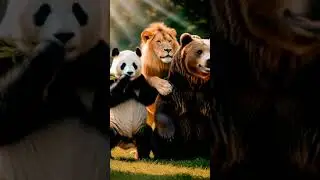 Friend bear 🐻#fypシ  #bear #lion #panda #explore #ai #animals #cute #zoo #funnykids