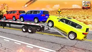 Truck + Trailer vs Speed Bumps &ndash; Realistic Physics Crashes (BeamNG.Drive) 🚆💥