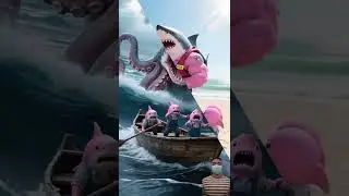 🦈Shark comedy, giant tooth octopus 🆚 muscle shark🐙🔱 #shark #whale #ocean #shorts
