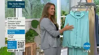 Colleen Lopez Embellished Sweater Knit ZipFront Hooded C...