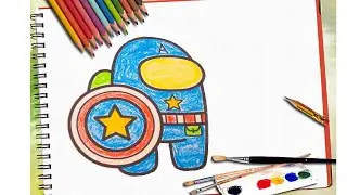 Among us is captain america. Раскраска. Among us - капитан Америка.