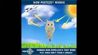 PESTEZE&reg; Holographic Owl Bird Repellent with Bell & Swivel [Humane Deterrent]