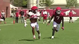 Clips of DBs vs. WRs on Day 6 of fall camp 2022 for Arkansas football