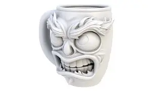 3D model of an abstract mug. A emotional mug. Superhive, CGtrader, Cults3d (no sound)