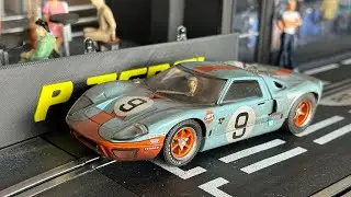 A weathered Scalextric Ford GT40 slot car No9 in Gulf livery #scalextric #slotcars #GT40