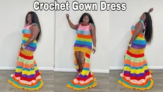 CROCHET KANDI LONG GOWN DRESS Part 2 #crochetdress  #crochettutorial #crochetoutfit #crochet 