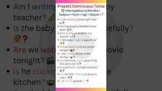 ❓ Present Continuous Tense Questions | 10 Interrogative Sentences & Examples 📝✅