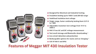 Features of Megger MIT430 Insulation Tester Up to 1kV