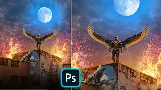 Falcon on fire- Photoshop manipulation | Photoshoping