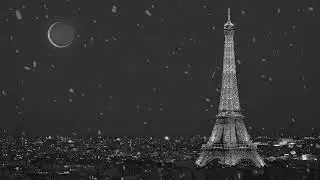 Black & White Paris Jazz  | Calm Night Music with Snow (1 Hour)