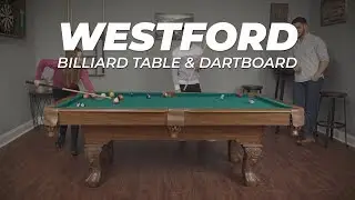 90in Westford Billiard Table, Dartboard & Cue Rack