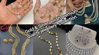 Silver polish Cz stones Necklace || gold polish AD stones Necklace set || Antique polish pearls mala