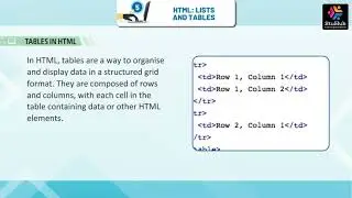 STUHUB ROBO COMPUTER CLASS 8 CHAPTER 5 HTML LISTS AND TABLES