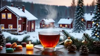 COZY ALPINE CHRISTMAS | HOT TEA CANDLES AND SMOOTH JAZZ IN SNOWY MOUNTAINS