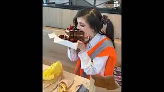 Eugenia Cooney Eating Chocolate & Vanilla Cake With Icing & Berries (AI Generated Video) #shorts