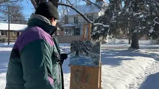 Plein Air Painting SNOW in FREEZING Cold | Winter Oil Painting