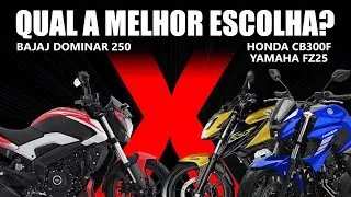 Qual a melhor escolha? - Bajaj Dominar 250 Yamaha FZ25 ou Honda CB300F