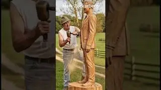 Turning Wood Into Life | Mark Zuckerberg Statue; #shortsfeed #handcrafted #woodworking #asmr #viral