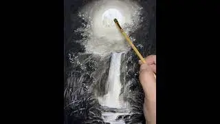 Drawing a Moonlit/ Moonlight Night Waterfall Scenery with Pencils | Easy Step by Step for Beginners
