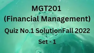 MGT201 (Financial Management) Quiz No.1 Solution Fall 2022 Set-1