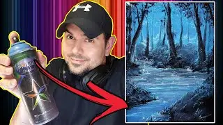 Amazing Spray paint Art Tutorial - Blue Trees