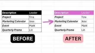 How to generate a PINK table in EXCEL